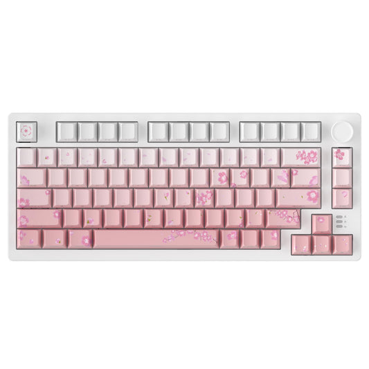 DAREU EK75PRO Sakura Pink Wireless Gaming Keyboard,75% RGB Hot-Swappable Creamy Mechanical Keyboard with Knob,2.4Ghz/BT/USB-C Connectivity, Gasket Mount, PBT Keycaps,Linear Cloud Switch for Win/MAC